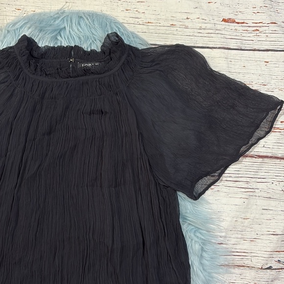 J. Crew Black Crinkle chiffon smocked top - Picture 8 of 8